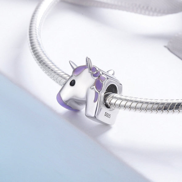 Purple Unicorn 925 Sterling Silver Charm - jolics