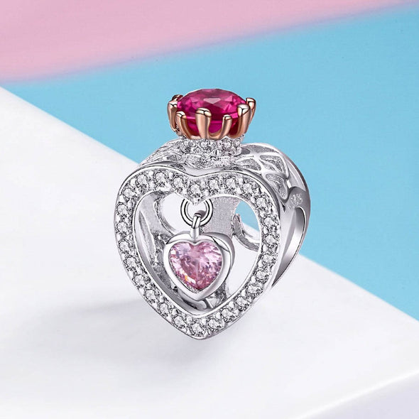 Queen's Heart 925 Sterling Silver Bead Charm - jolics
