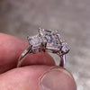Radiant Cut Three Stone Moissanite Sterling Silver Party & Engagement Ring - jolics