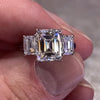 Radiant Cut Three Stone Moissanite Sterling Silver Party & Engagement Ring - jolics