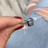  Rectangle Brilliant Cut 925 Sterling Silver Bule Engagement Solitaire Ring - jolics