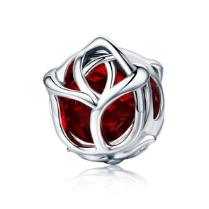 Red Rose 925 Sterling Silver Bead Charm - jolics