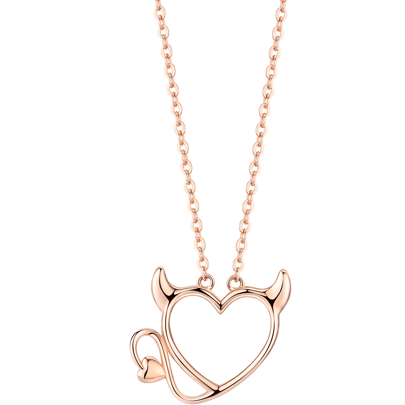 Rose Gold Heart Shape Demon 925 Sterling Silver Necklace - jolics