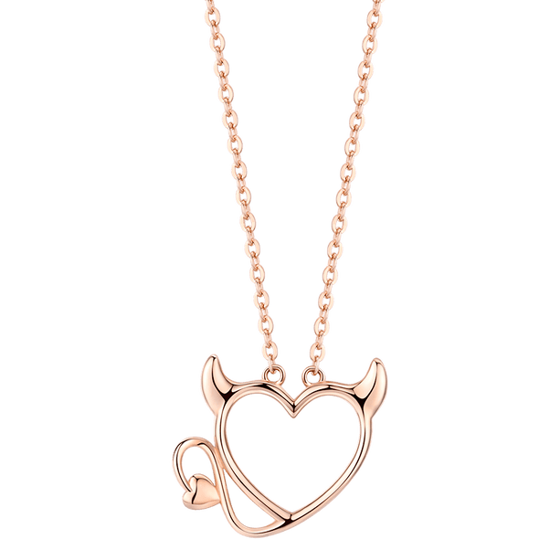 Rose Gold Heart Shape Demon 925 Sterling Silver Necklace - jolics