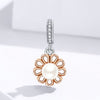 Rose Gold Pearl Flower 925 Sterling Silver Dangle Charm - jolics