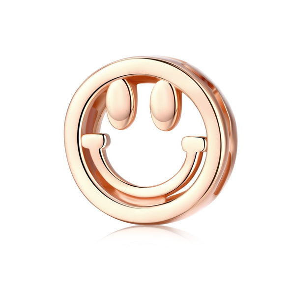 Rose Gold Smiling Face 925 Sterling Silver Clip Charm - jolics
