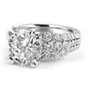 Round Cut 4.0 CT Solitaire Three-Row Sterling Silver Engagement Ring - jolics