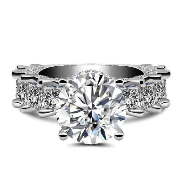 Round Cut 925 Sterling Silver Wedding Solitaire Ring - jolics