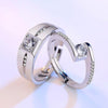 Round Cut Bypass Silver Open Couple Rings - jolics