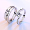 Round Cut Bypass Silver Open Couple Rings - jolics