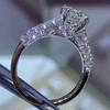 Round Cut Classic Engagement Ring With Paved Sidestones - jolics