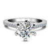 Round Cut Halo 925 Sterling Silver Engagement Solitaire Ring - jolics