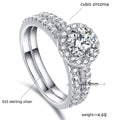 Round Cut Halo Classic Ring Set - jolics