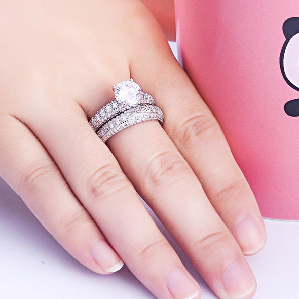 Round Cut Luxury Wedding Ring Set - jolics