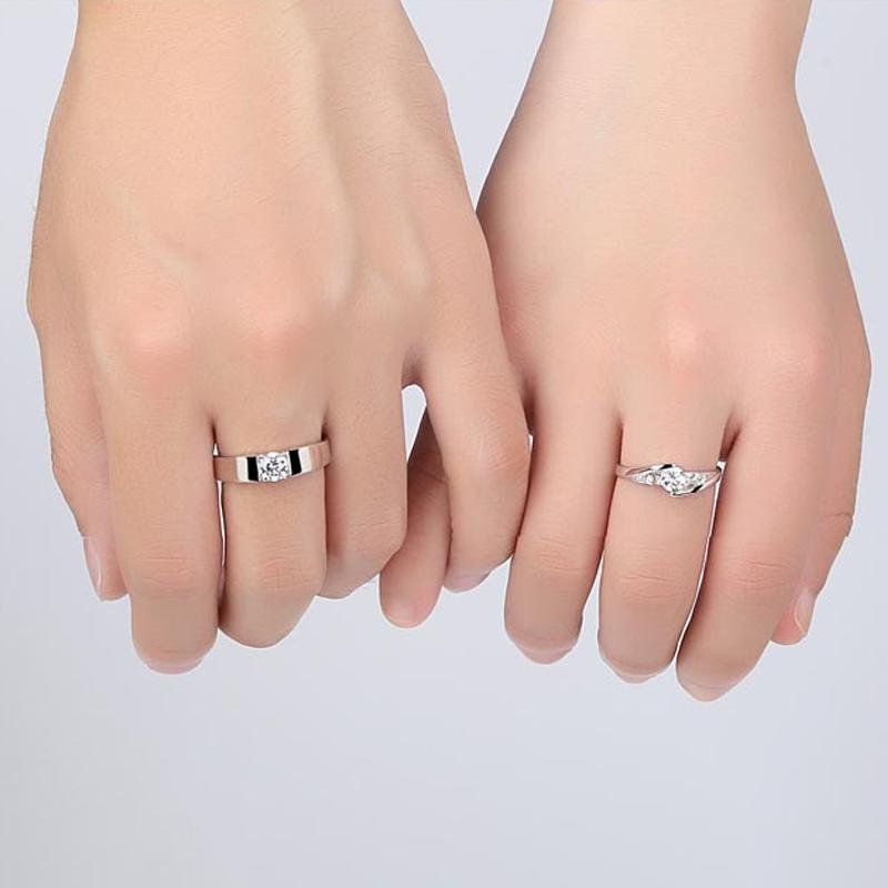 Round Cut Open Couple Rings - jolics