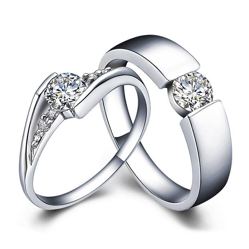 Round Cut Open Couple Rings - jolics