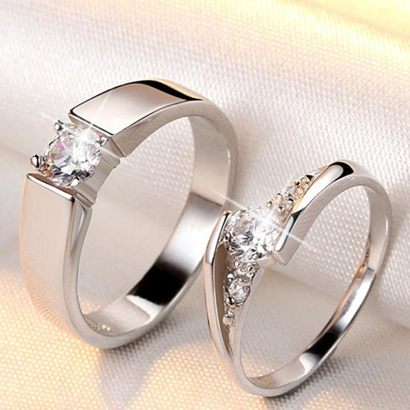 Round Cut Open Couple Rings - jolics