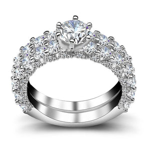Round Cut White Sapphire 2pc Bridal Sets JI0405RA - jolics