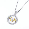 Round Pendant Necklace With Heart Stone - jolics