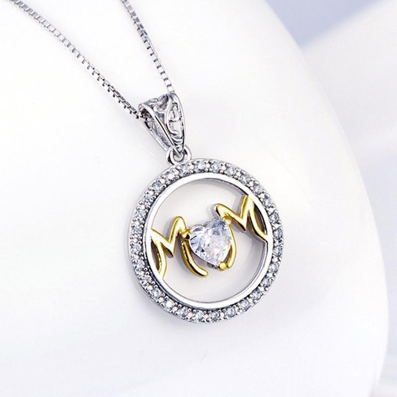 Round Pendant Necklace With Heart Stone - jolics