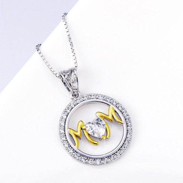 Round Pendant Necklace With Heart Stone - jolics