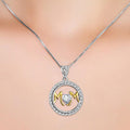 Round Pendant Necklace With Heart Stone - jolics