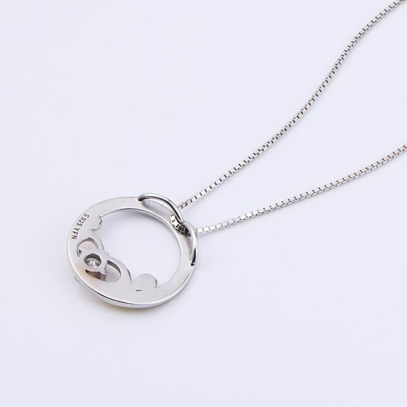 Round Pendant Necklace With Round Stone - jolics