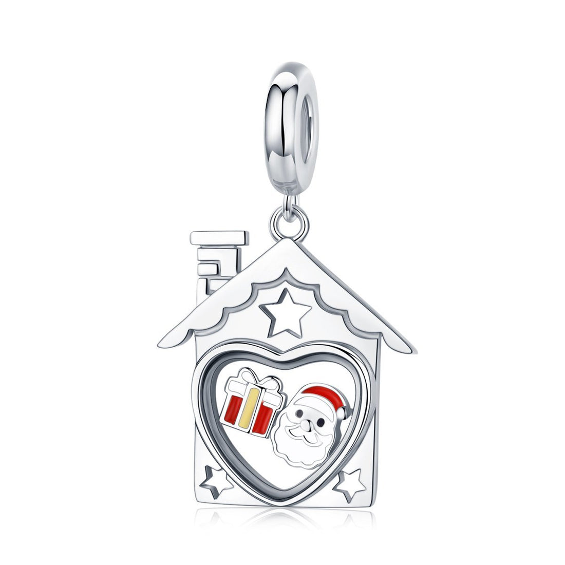 Santa Claus in the House 925 Sterling Silver Dangle Charm - jolics