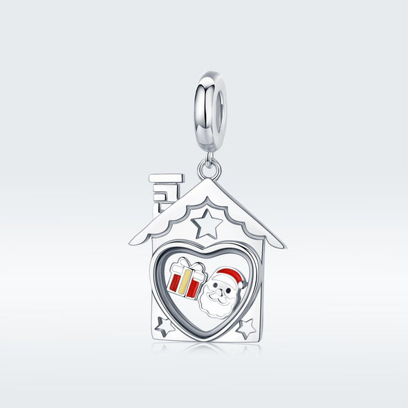 Santa Claus in the House 925 Sterling Silver Dangle Charm - jolics
