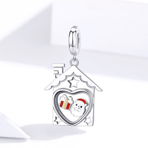 Santa Claus in the House 925 Sterling Silver Dangle Charm - jolics