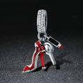 Sexy High Heel Shoe & Lipstick 925 Sterling Silver Dangle Charm - jolics