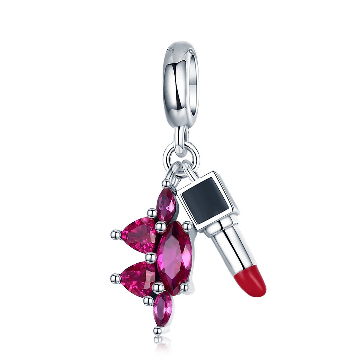 Sexy Lipstick 925 Sterling Silver Dangle Charm - jolics