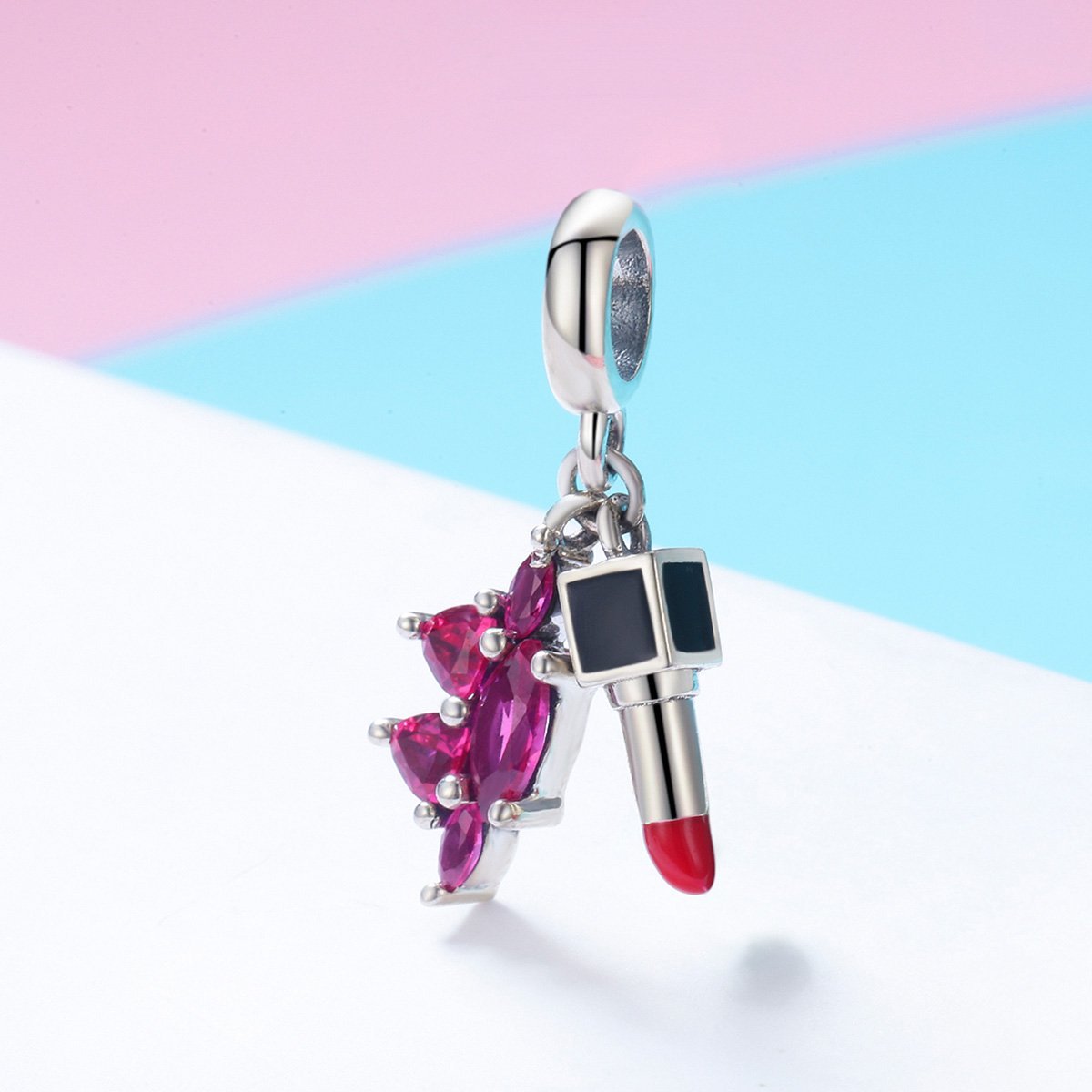 Sexy Lipstick 925 Sterling Silver Dangle Charm - jolics