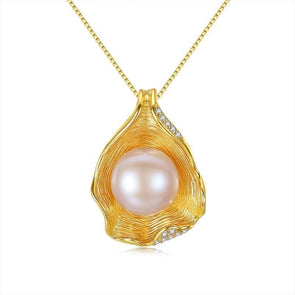 Shell Pearl Design 18K Gold Plated Pendant Chain Necklace - jolics