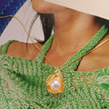 Shell Pearl Design 18K Gold Plated Pendant Chain Necklace - jolics