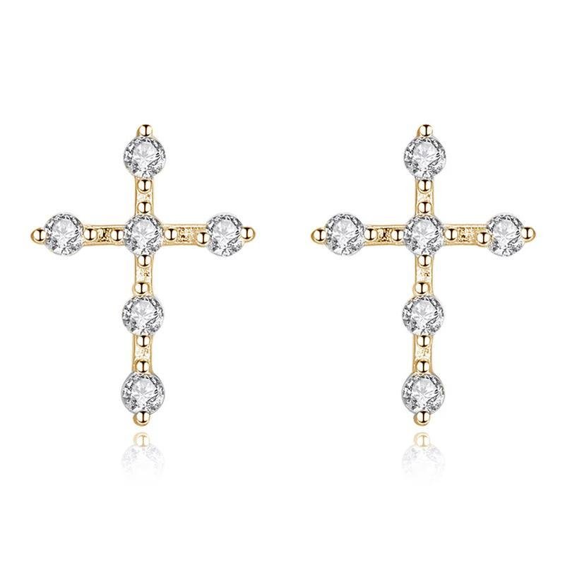 Simple Cross Earrings With Stones - jolics