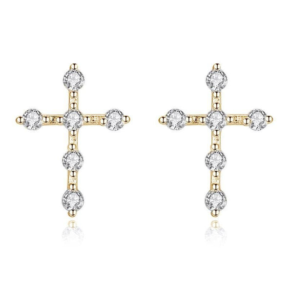 Simple Cross Earrings With Stones - jolics