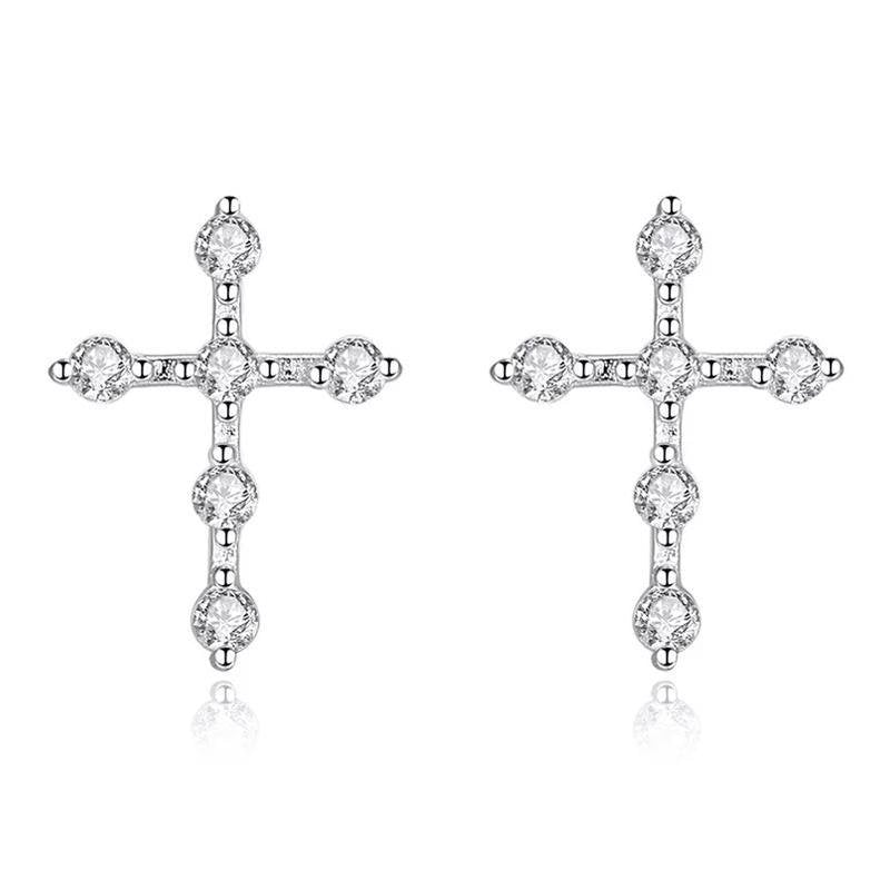 Simple Cross Earrings With Stones - jolics