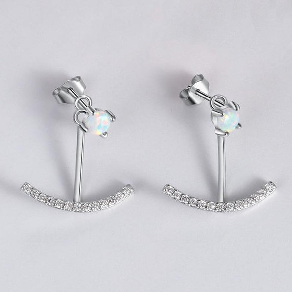 Simple Opal Anchor Dangling Earring - jolics