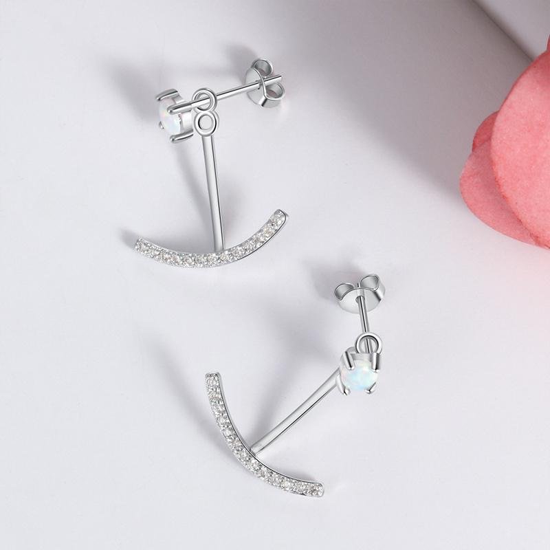 Simple Opal Anchor Dangling Earring - jolics