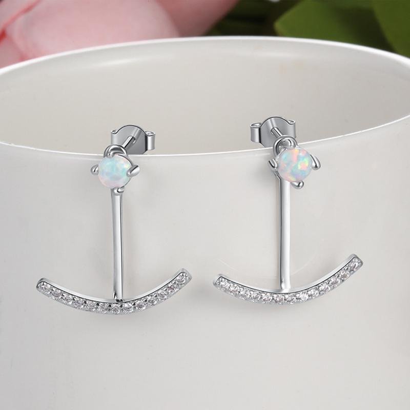 Simple Opal Anchor Dangling Earring - jolics