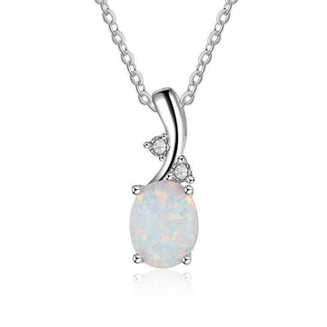 Simple Opal Oval Necklace - jolics