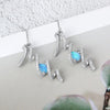 Simple Sea Wave Opal Inside Silver Drop Earrings - jolics