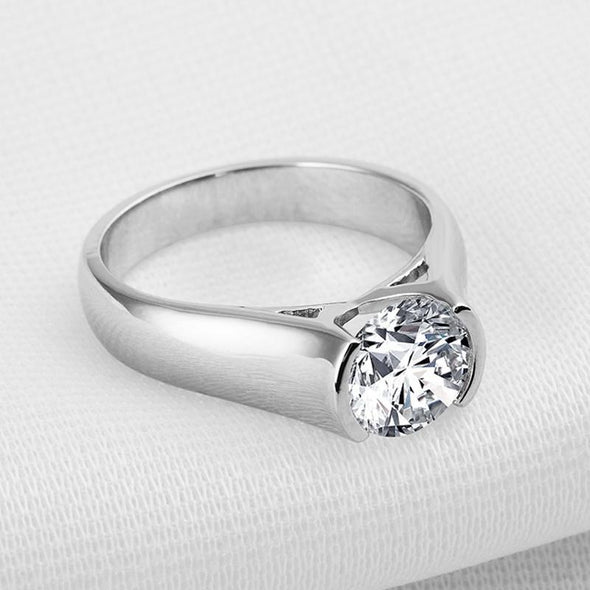 Simple Solitaire Round Cut Ring - jolics