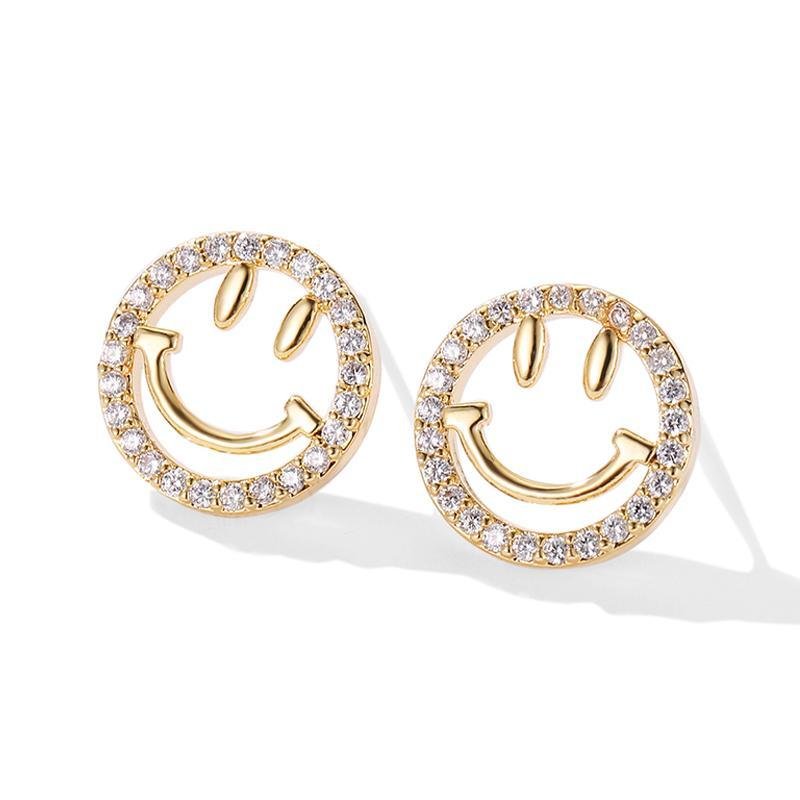 Smiley Face Rose Gold Earrings - jolics