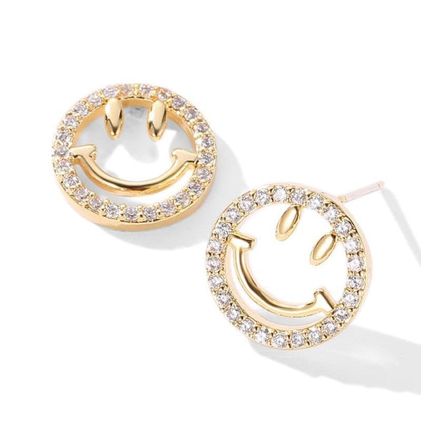 Smiley Face Rose Gold Earrings - jolics