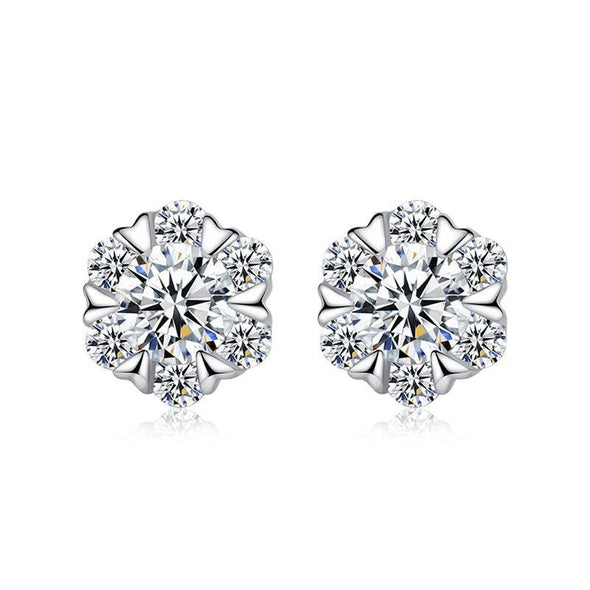 Snowflake Round Stone Earrings - jolics