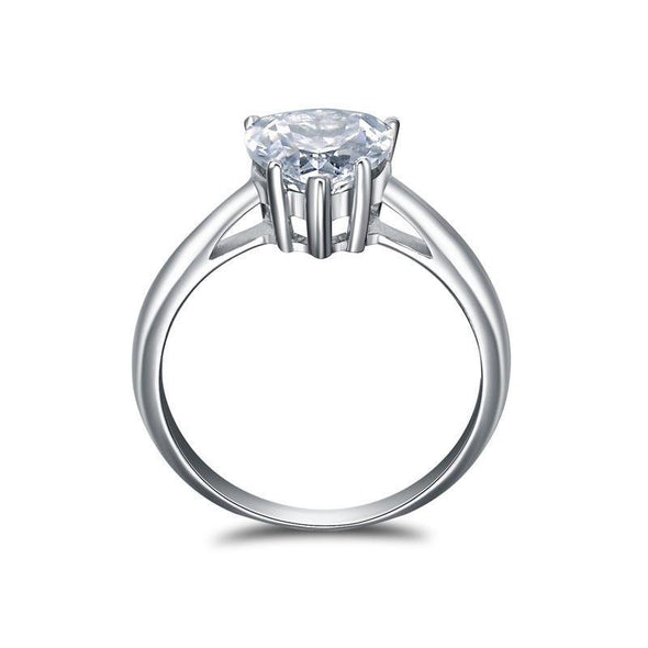 Solitaire Heart Cut Sterling Silver Engagement Ring - jolics