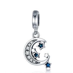 Star and Moon 925 Sterling Silver Dangle Charm - jolics