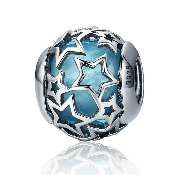 Stars 925 Sterling Silver Glass Bead Charm - jolics